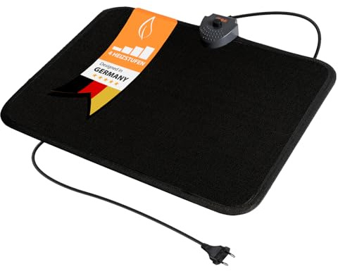 Mi-Heat Tapis chauffant infrarouge 40x50cm Pédale thermostat 4 niveaux de chauffage jusqu'à 60°C température fixe minuterie 3 heures dos antidérapant tapis électrique facile à nettoyer