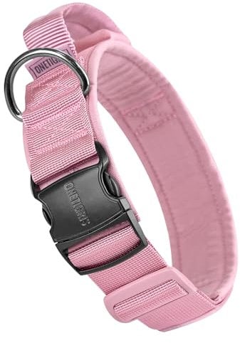 OneTigris Collier pour Chien avec Boucle en métal Convient aux Chiens de Taille Moyenne et Grande - Rose - Taille L