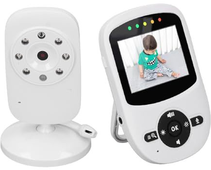 Plyisty Babyphone mit Kamera und Audio, 2,4-Zoll-Farbbildschirm, Video-Babyphone, 2-Wege-Sprechfunktion, Nachtsicht, Keine WLAN-App, ECO-Modus, Temperatursensor, 960 Fuß (EU-Stecker)