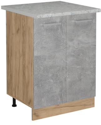 Vicco Küchenunterschrank R-Line, Küchenkommode, Beton, 60 cm AP Marmor