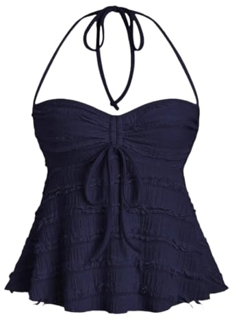 Moollyfox Canotta Elegante Donna – Top Y2K Sexy Senza Schienale con Scollo all'Americana e Fiocco, Crop Top Elegante Senza Maniche per Estate, Festa, o Tempo Libero