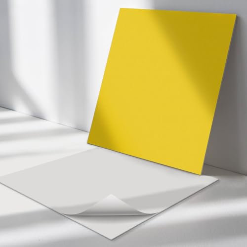 Vinyl Klebefliesen Quadratisch 20x20 cm Küchenrückwand Fliesenaufkleber Wasserfest 20 Stück für Küche und Badezimmer PVC Bodenbelag Wand und Boden Selbstklebend - Farbe Gelb