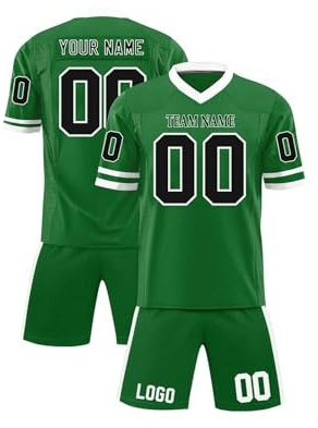 Personalisiert American Football Spieltrikots Set mit Printed Name Nummer & Logo Personalisierte Trikot Shorts Kit für Kinder Erwachsene Benutzerdefinierte Rugby Uniform Junge Mädchen Herren Damen