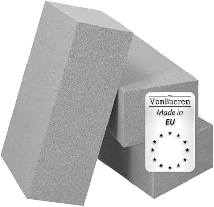 VonBueren 3 x Steckschaum trocken Steckschwamm für Blumen | ca. 23 x 10,5 x 7,5 cm je Blumensteckschaum | Steckmasse zum Basteln | Steckmoos | für Kunstblumen und Trockenblumen | Made in EU