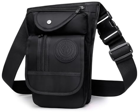 Flintronic Motorcycle Leg Bag, Hiking Waist Pack, Thigh Fanny with Adjustable Waist and Thigh Strap, Multi-Function Sports Pouch Bag, for Men Women Cycling Running Traveling and Fishing