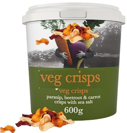 Vegan Sea Salted Vegetable Crisps 600g – 2 x Tub - Mixed Root Vegetable Chips, Sharing Size Snack, Lightly Salted Crunchy Crisps - Trl