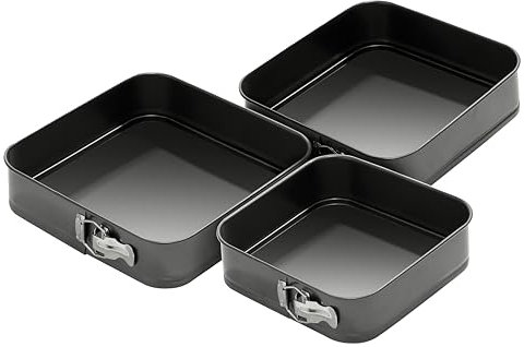 Premier Housewares Versatile Set of Three Spring Form Cake Tin | Durable Cake Storing Tins for Kitchen | Non Stick Coated Cake Storage Tin for Baking | Easy Release Cake Tins