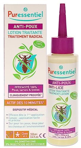 Puressentiel - Anti Piojos - Loción Tratamiento Anti-piojos - Eficacia Probada En La Eliminación De Piojos, Larvas Y Liendres -% De Origen Natural, 100 ml