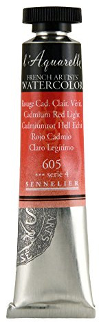 SENNELIER L'Aquarelle French Watercolor, 21ml Tube, S4 Cadmium Red Light