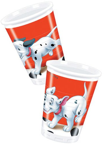 Unique Party 71381 – 200 ml Disney 101 Dalmatiner-Becher, Kunststoff, 8 Stück