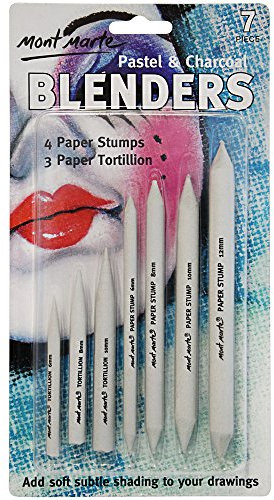 Mont Marte Papierwischer Set – 7 Stück – Estompen und Tortillions zum Verwischen von Zeichnungen mit Graphit, Kohle und Pastell – Ideale Zeichenhilfe