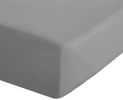 Catherine Lansfield Easy Iron Percale King Fitted Sheet Grey