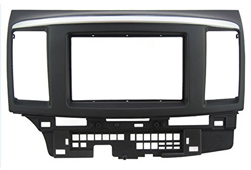 Autoradio Doppel-DIN 2-DIN KFZ Radioblende Radio Blende Halterung schwarz/Silber für Mitsubishi Lancer (CYO) ab 2007 - Info: Nur für Fahrzeuge mit original Radio