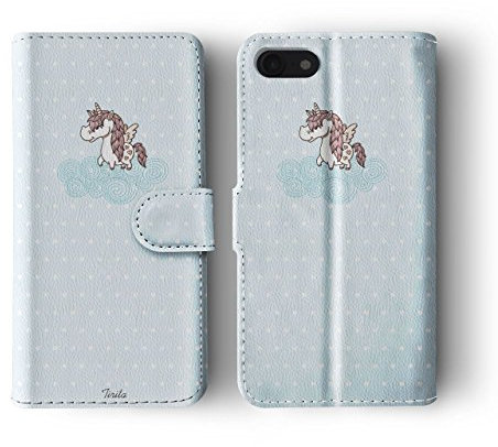 Tirita Compatible with iPhone 5 / 5s / SE 2016 Flip Wallet Case Cover PU Leather Unicorn Rainbow Cute
