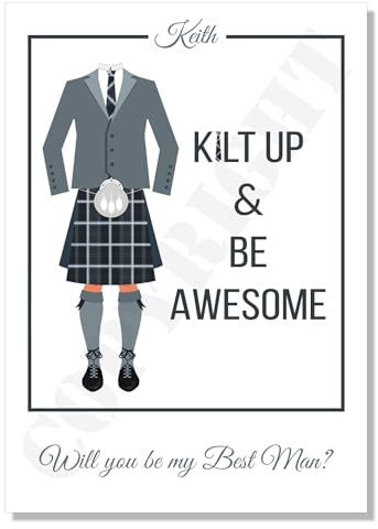 Kilt up & Be Awesome Will you be my (any roles/colours/names) Personalised Card A6