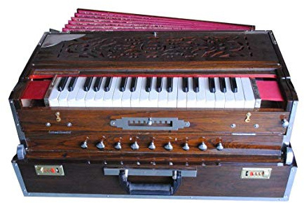 Harmonium Folding - 3 Schilf, 9 Skala Wechsler, 3,75 Oktave, dunkelbraune Holzfarbe mit Kupplung und Fiber Box