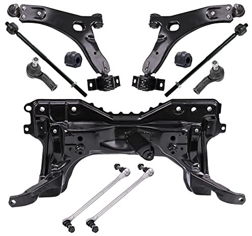 BESTPRICE 1x Achskörper vorne Motorträger, 1x Querlenker links, 1x Querlnker rechts, 2x Koppelstange, 2x Spurstangenköpfe, 2x Axialgelenk, Kompatibel mit FORD FOCUS Mk1 (DAW, DBW) (DFW) (DNW)