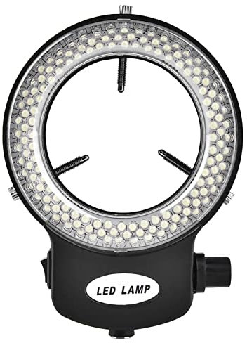 Lazmin LED-Ringlicht, weiß verstellbar 144 LED-Ringlampen-Illuminator für Stereomikroskop und Kamera(Schwarz)