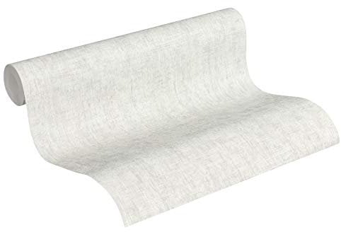 A.S. Création Vliestapete Greenery Tapete Uni Vintage Optik 10,05 m x 0,53 m grau weiß Made in Germany 373341 37334-1