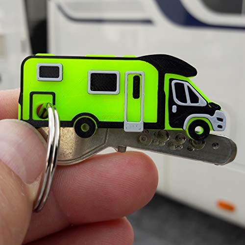 MaJoCompTec 3x Schlüsselanhänger Wohnmobil Reisemobil Kastenwagen Campingbus mit Schlüsselring vernickelt 26mm (Typ Teilintegriert Jumper, Neon Gelb)