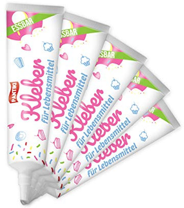 10x PANTIKI Lebensmittelkleber Tube je 20g - Farbe: transparent - wiederverschließbar | Essbarer Kleber für Lebensmittel für Lebkuchenhaus Torten Fondant kleben essbar lebensmitteltauglich