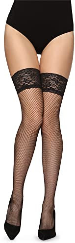 Merry Style Medias de Rejilla para mujer Autoadhesivas de Red Malla Lencería Sexy para Mujeres Underwear Pantys Tights MSSS003 (Azul Oscuro, M/L (40-44))
