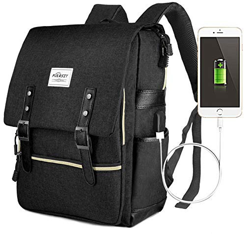 Puersit Laptop Rucksack for Women, Work Laptop Backpack 15.6 inch Men, Water Resistant College School Business Office Computer Bag with USB Charging Port