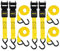 STANLEY S9500 Lot de 4 Sangles à cliquet Noir/Jaune de 2,5 cm x 3 m – Cargo léger (Charge de Travail de 136 kg/résistance à la Rupture de 408 kg)