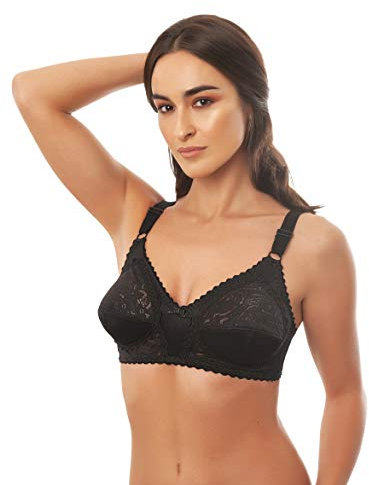 Istintiva Carmen – Reggiseno Senza Ferretto con Pizzo ad Elevato Sostegno | Coppe morbide Leggermente Imbottite | Spalline Regolabili | Nero, Taglia 3C