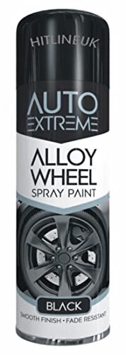 HitlineUK Spray Paint, Alloy Wheel Paint - Black Wheel Paint 300ML
