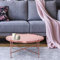WOMO-DESIGN Table Basse de Salon Ronde - Ø 75 x 35 cm - Plateau en Verre, Cadre Métallique Filigrane en Cuivre - 5 mm d'Épaisseur Plateau - Table d'Appoint - Bout de Canapé - Design Moderne et Simple