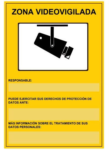 CABLEPELADO Placa exterior homologada zona videovigilada, Cartel de videovigilancia, Señal de zona videovigilada, Rótulo de videovigilancia, Señalización de CCTV, 21 cm x 30 cm, Nuevo reglamento