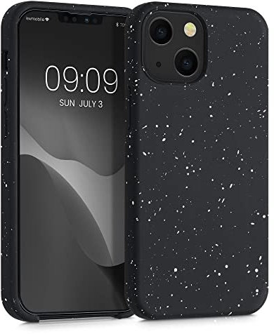 kwmobile TPU Silicone Case Compatible with Apple iPhone 13 mini - Flexible Cover with Camera Protection - Paint Splatter White/Black