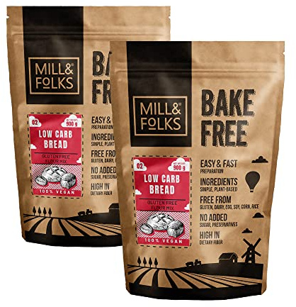 Mill & Folks Bake-Free Low Carb Bread Flour Mixture 2 X 900g | Vegan & Gluten-free