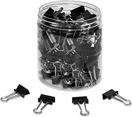 JIKIOU Mini Graffette Clip per raccoglitori piccoli morsetti di carta neri per forniture per ufficio, confezione da 115 (19 mm)