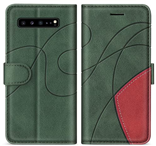 KKEIKO Coque pour Galaxy S10 5G, Portefeuille Etui en Cuir PU Coque pour Samsung Galaxy S10 5G, Antichoc Housse de Protection avec Fente Carte, Vert
