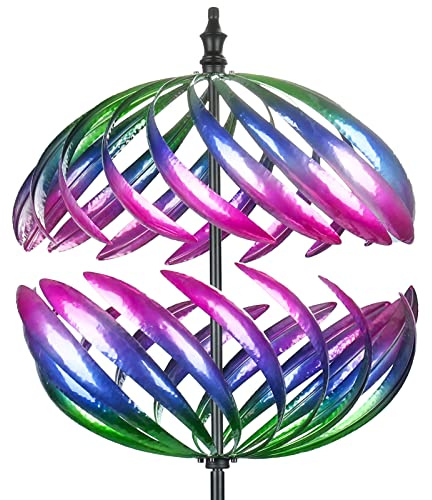 MUMTOP Wind Spinner 360 Degrees Double Steel Metal Wind Sculpture Ball Spinners for Decorating Your Patio, Lawn & Garden