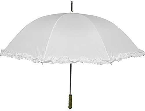 XXL Chauffeur Schirm weiß für Hochzeit Trauung Ø 130 cm mit Rüschen & Automatik Brautschirm Fotoshooting-Zubehör