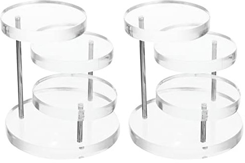 HOMSFOU 2 Stück Ring Arbeitsplatten Aufbewahrungsständer Party Multi Figuren Zeigen Klare Ringe Schmuckstück Uhr Donuts Artikel Figuren für Mädchen Halter Ornament Sammlung Rack Mini