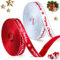 2 Rollen Weihnachtsband Weihnachten Satinband Ripsband Weihnachten Geschenkänder Dekoband für Verpackung Party Deko, 0,39 Zoll Breit und 10 Yard pro Rolle (Weiß, Rot, Süßer Stil)