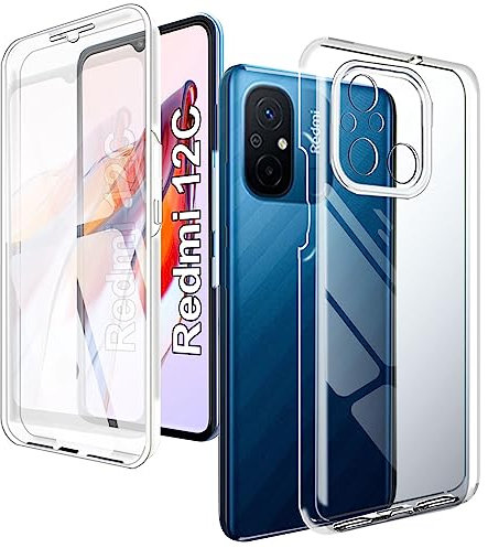 XCYYOO Coque Xiaomi Redmi 12C/11A 360 Degrés Housse Xiaomi Redmi 12C/11A Transparente à 360 Degrés avec Étui D'écran Intégrée de Protection en Silicone Ultra-Fine et Antichoc Coque