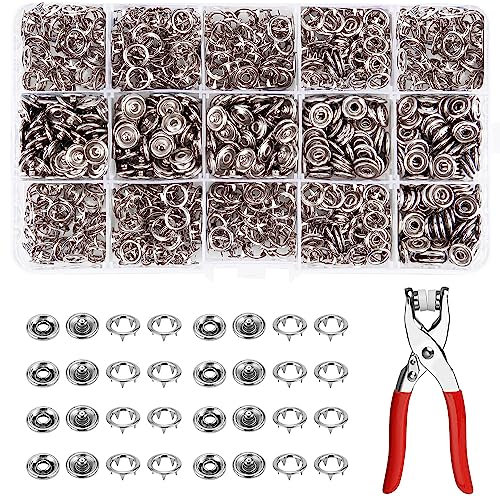 Druckknopf Set Jersey Druckknöpfe Metall mit Zange 200Sets hohle Knöpfe Werkzeug Für DIY Basteln Kinderbekleidung Kleidung Taschen 9,5 mm (Hohle)