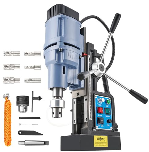 ZELCAN Trapano Magnetico Professionale 1950W, Carotatrice Magnetica 13900N con 6 Punte, Ø 50mm, Velocità Variabile 0-650 rpm e Funzione Reversibile, Sistema di Raffreddamento per Acciaio e Metallo