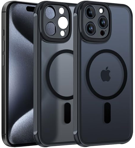 ivoler Hülle kompatibel für iPhone 15 Pro Max 6.7 Zoll, kompatibel mit MagSafe, [Kameraschutz] Schutzhülle Weiche Kratzfest Case-Schwarz