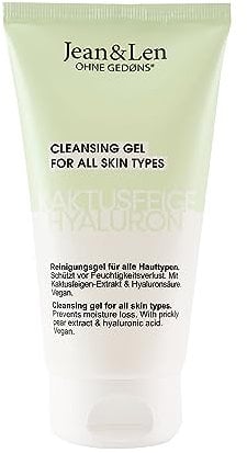 Jean & Len Feuchtigkeitsspendendes Reinigungsgel Kaktusfeige & Hyaluron, milde Reinigung für das Gesicht, für alle Hauttypen geeignet, Waschgel für das Gesicht, ohne Parabene & Silikone, vegan, 150 ml