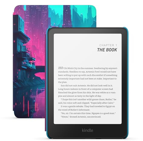 Amazon Kindle Paperwhite Kids 16GB (newest model) – larger 7 glare-free display – Kids read an average of 1+ hour per day with Kindle – Cyber City