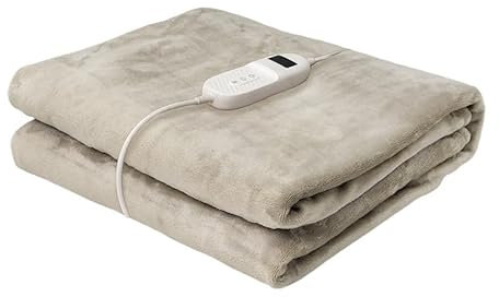 Eden pulse Heizdecke, beige, waschbar, 160 W, 9 Stufen, Timer, abnehmbar, 180 x 130 cm, verstellbar, für Sofa oder Bett