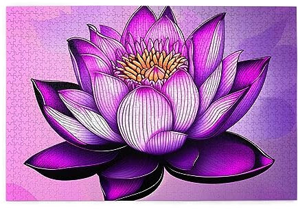 Purple Lotus Puzzle 1000 Teile Erwachsene Puzzle Puzzle Spiele Wohnkultur (74,9 x 50 cm)