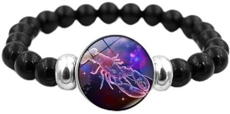 MESKEL Leuchtendes Jungfrau Löwe Skorpion Zwillinge Krebs Waage Sternbild Sternzeichen Schwarzes Perlenarmband für Damen Herren