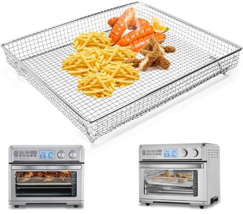 Air Fryer Tray Replacement for Cuisinart TOA-95 Toaster Air Fryer Convection Oven, 13.5 * 10.5'' Non-Stick Mesh Air Fryer Stainless Steel Basket Wire Rack Accessories Parts, Dishwasher Safe